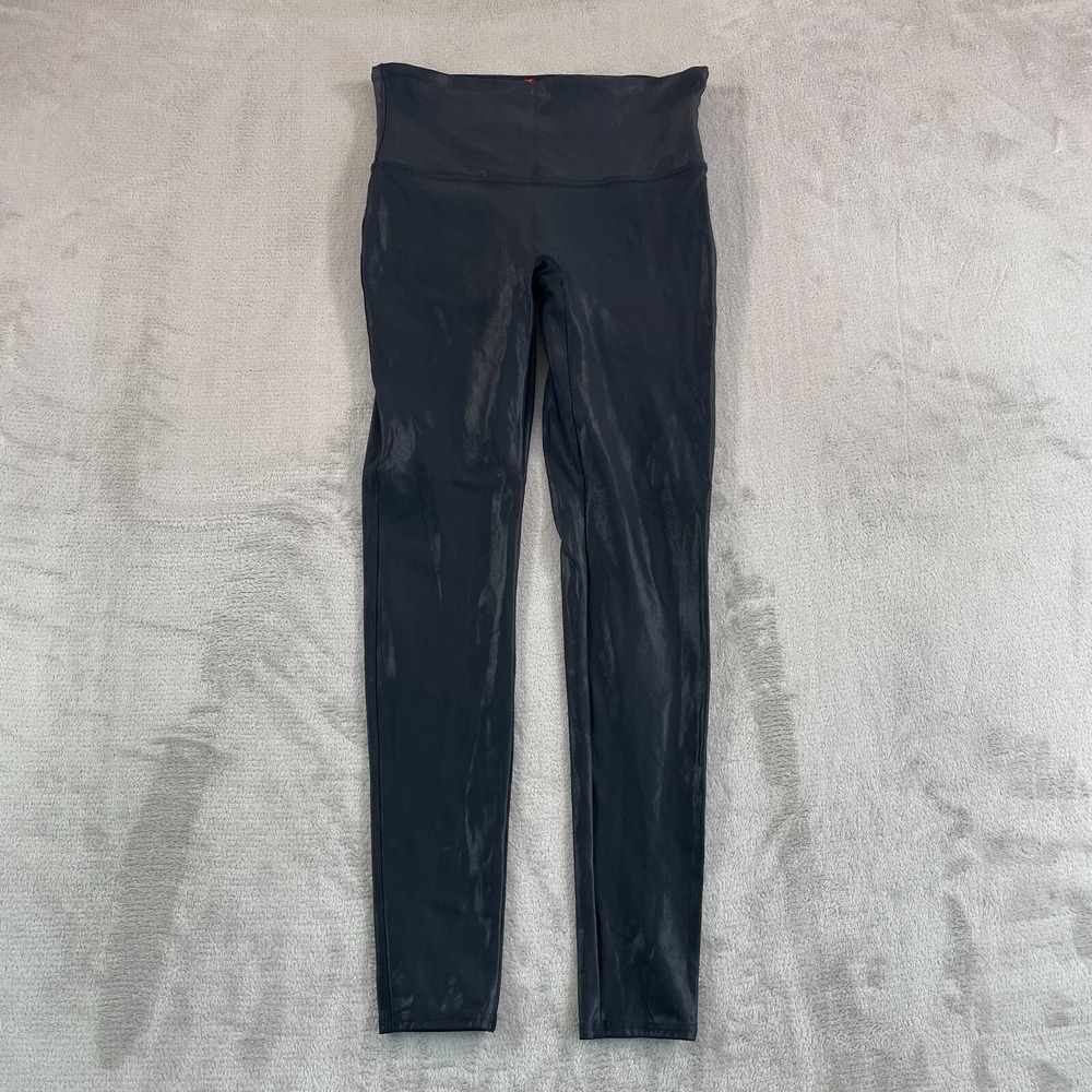Spanx Faux SPANXshape Leather Leggings Pants Women Large Black Stretch Causal